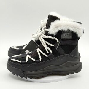 Sorel ONA RMX Glacy Winter Boots Size 5 Womens Black White Fur LIned Waterproof